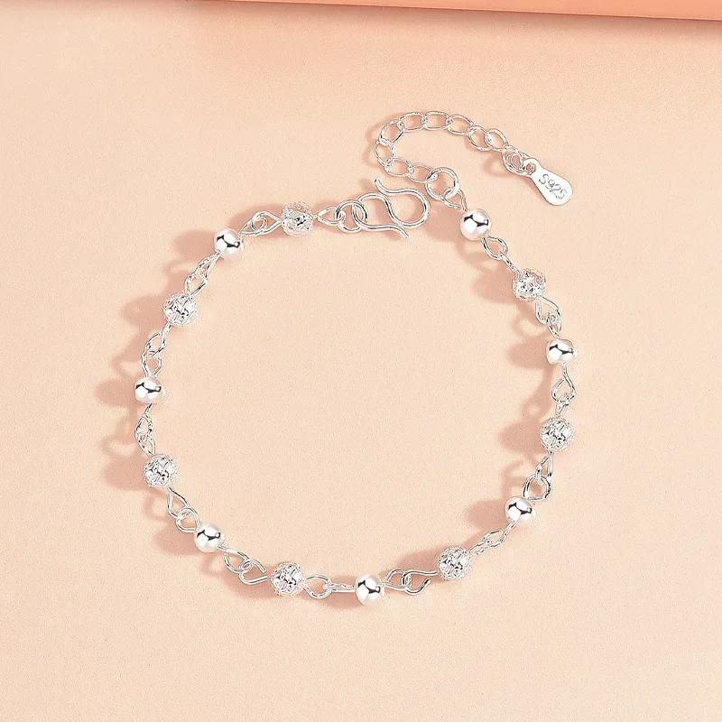 Роскошный браслет из стерлингового серебра 925 пробы с цирконом в форме сердца для женщин, корейская мода, милый, крутой, полый браслет-сердце, праздничные украшения, подарки