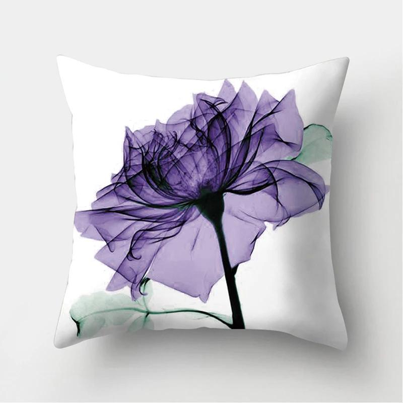 45x45cm Flower Printing Square Pillow Printing Polyester Cushion Cover Car Sofa Office Chair Pillow Cover Simple Home Decoration