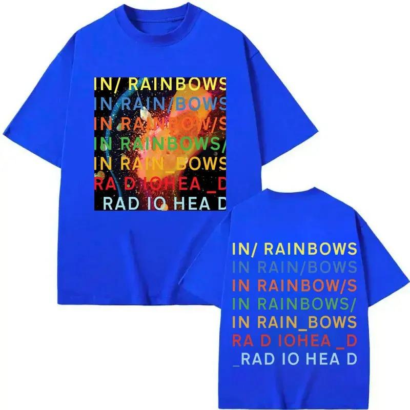 Футболка с мерчем группы Radiohead из альбома In Rainbows Мужская Женская Одежда Мода Y2k Футболки Летние Повседневные Свободные Хлопковые Футболки