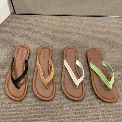 Летние шлепанцы на плоской подошве, женские туфли, для прогулок, 2025, новые летние пляжные сандалии, сандалии