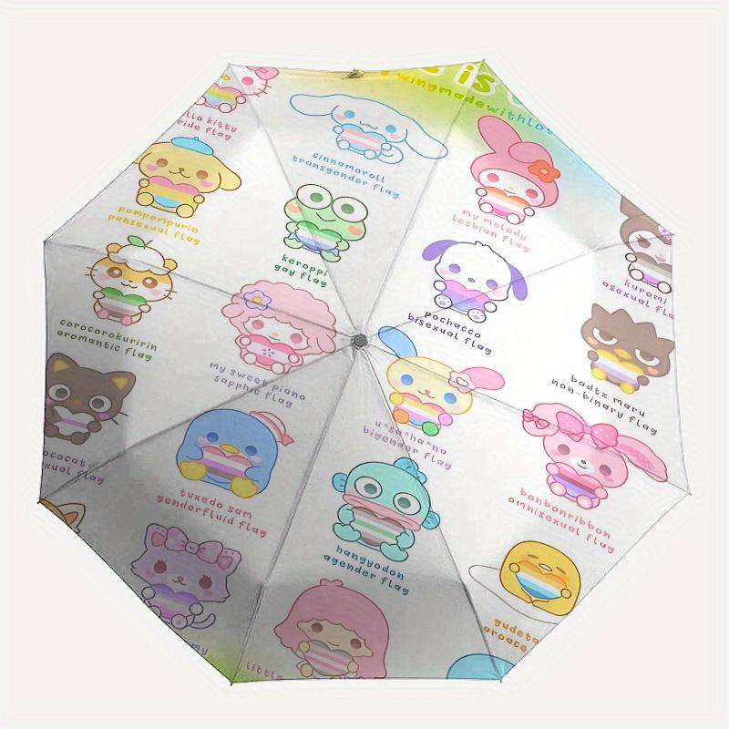Sanrio Automatic Opening and Closing Parasol Compact Travel umbrella with 8 Ribs for Women and Men Ideal Birthday/Christmas Gift, Outdoor Ac