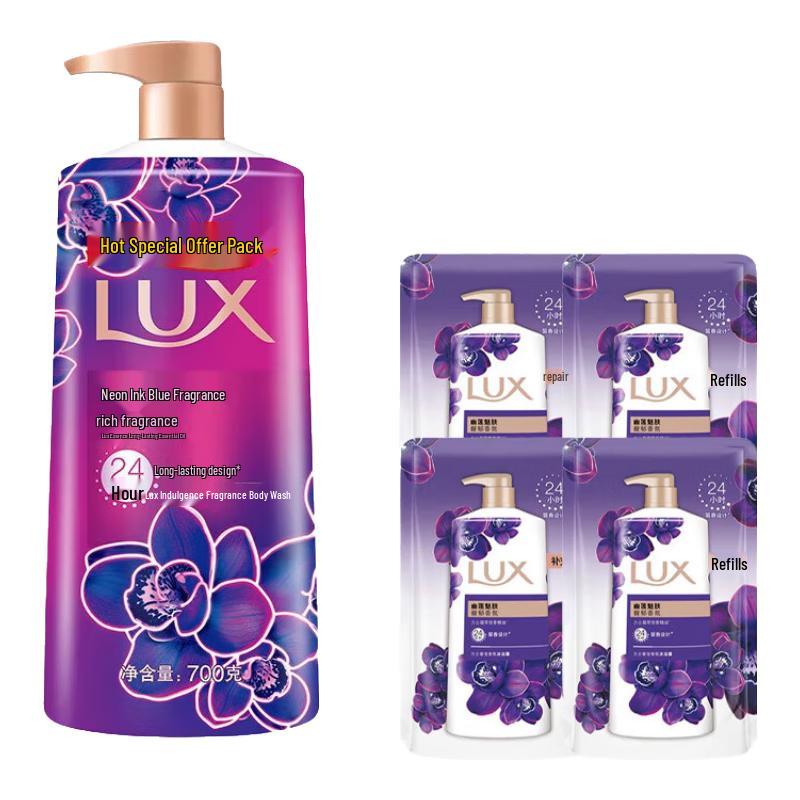 LUX Fluffy Neon Ink Orchid Luxurious Fragrance Shower Gel Set