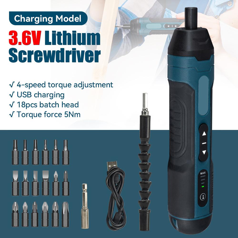 Набор электрических отверток 3,6 В, перезаряжаемый через USB, 1300 мАч, регулируемая мощность, многофункциональный, разборка, крутящий момент, набор ремонтных инструментов