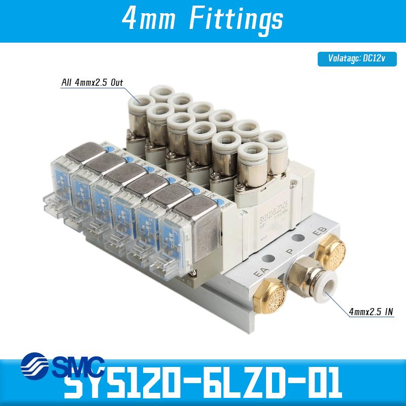 SMC SY5120 SY5120-4LZD-01 SY5120-5LZD-01 SY5120-6LZD-01 Многопозиционный комбинированный коллектор Пневматическое управление соленоидными клапанами