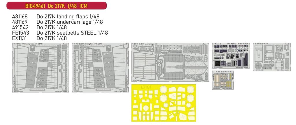 Eduard 1/48 Big Ed Набор деталей для Do217K (для ИКМ) Детали для пластиковой модели EDUBIG49461 (Самолет)