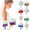 Artificial Silk Wedding Flowers Wedding Bouquets For Bride, Crystal Roses Pearl Bridesmaid Bouquet Bridal Holding Flowers For Wedding Decoration