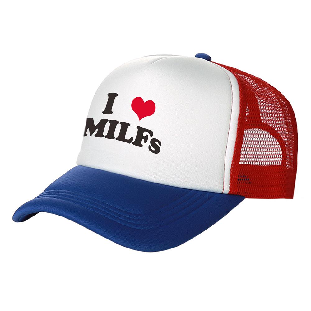 I Love MILFS Trucker Caps Unisex Funny Humor Hat Baseball Cap Cool Summer Unisex Mesh Net Caps MZ