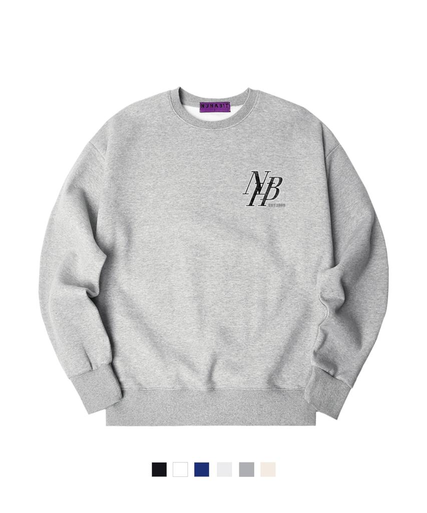 NUHABIT N/H Check Sections Oversized Fleece-Lined Sweatshirt (Gom4-5Nh1363)