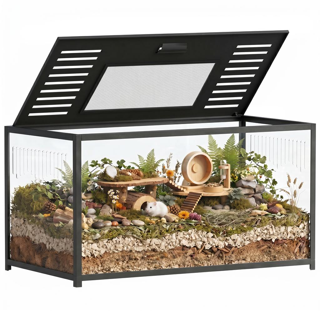 Large Hamster Cage, Chewproof Metal Rat Cage with Openable Top for Syrian Dwarf Hamster, Gerbil, 100 x 50 x 52.5 cm