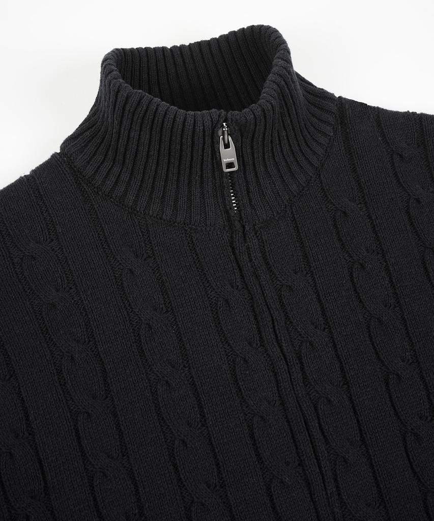 BIRBANTE Washable Cotton Cable Two-Way Knit Zip-Up - Black