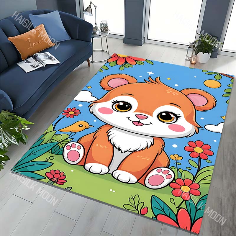 Cute Cartoon Puppy Pattern Carpet for Living Room Bedroom Bedside Floor Mat Cloakroom Kids Activity Area Rugs Luxury Gifts