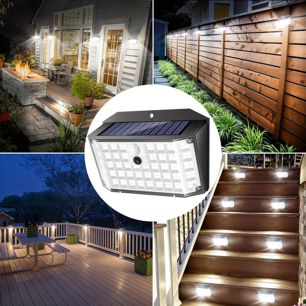 176 High Brightness LED Outdoor Solar Street Lights with Motion and Light Sensors, Suitable for Garage Front Doors, Pool Steps, Fences, Parks
