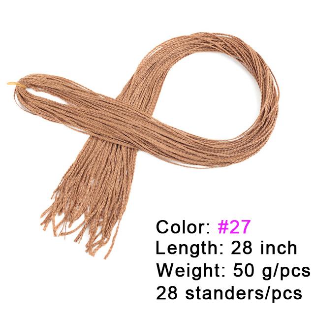28'' Long Synthetic Zizi Braid Hair Straight Colorful Zizi Box Braids Crochet Hair Extension Pink Write Purple for Women Party
