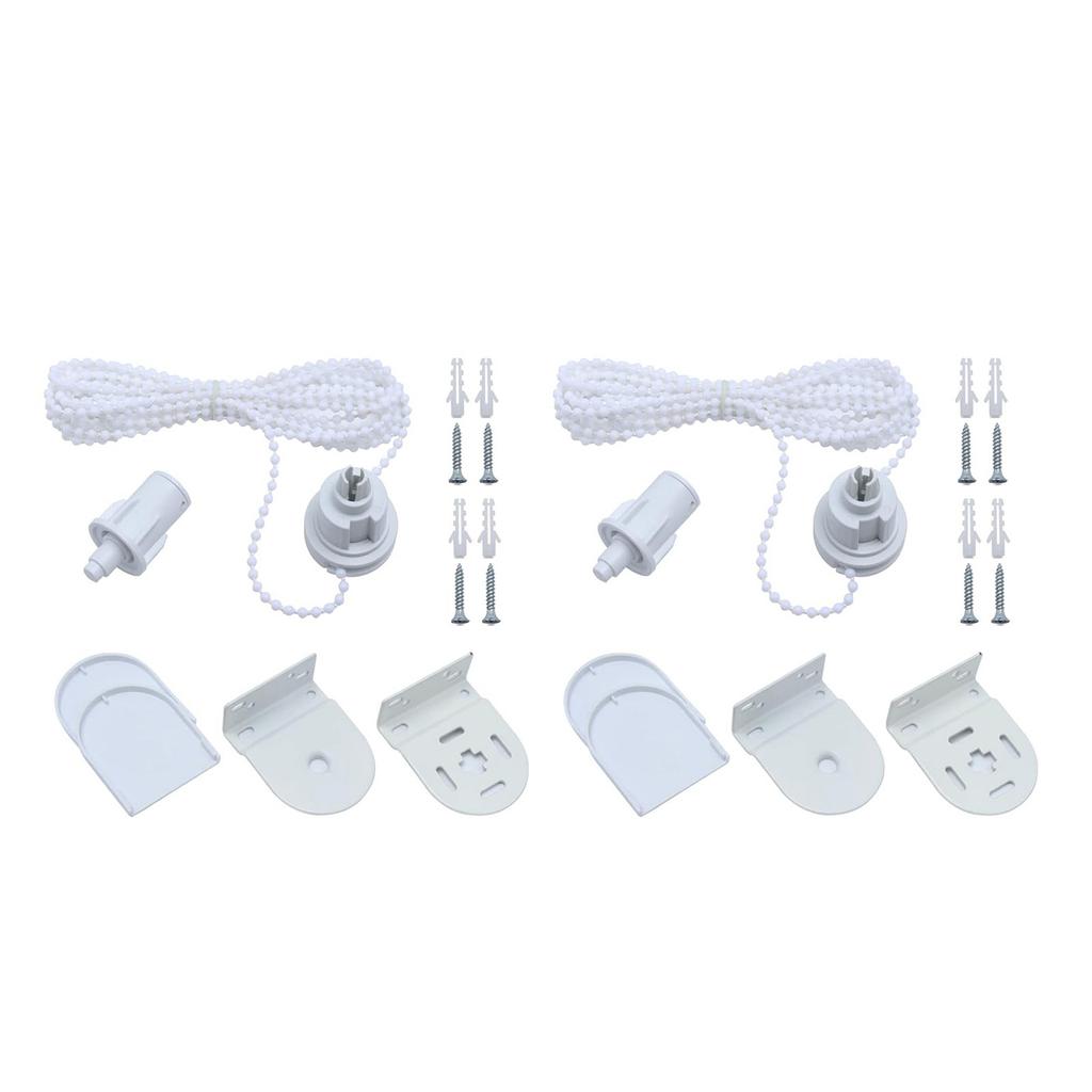 32mm Roller Blind Fittings Kits with Beaded Chain and Screws White Curtain Shade Repair Accessories for Home and Office