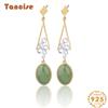 Танциз стерлингового серебра 925 пробы нефритовый циркон серьги серьги-капли для женщин подарки на свадьбу