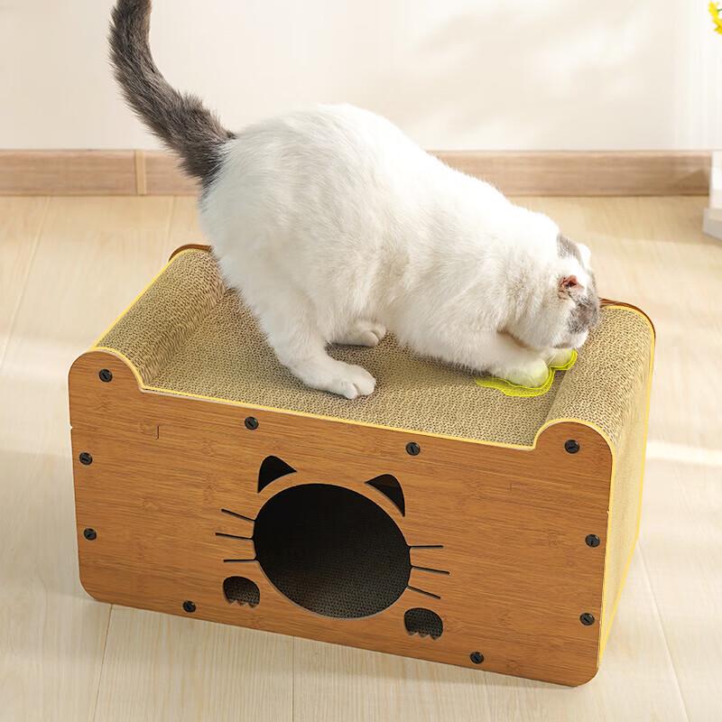 Double-Layer Cat Head Sofa Cat Bed with Scratch Board
