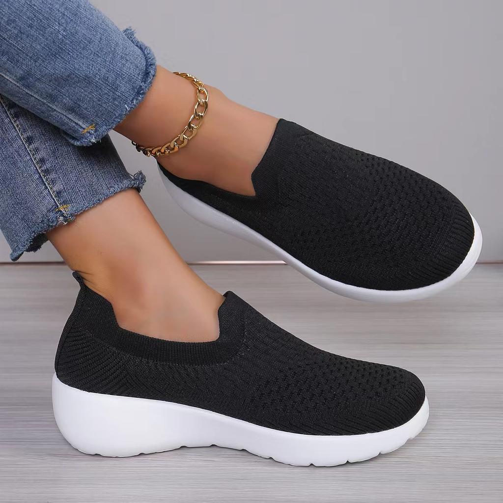 Fashion Shoes Woman 2024 Trend Sneakers Breathable Knit Slip-on Thick Bottom Comfor Light Sport Shoe Zapatillas Deportivas Para Mujeres