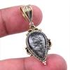 Natural Black Rutile 925 Solid Sterling Silver TwoTone Gift Pendant 1.50" K3n66