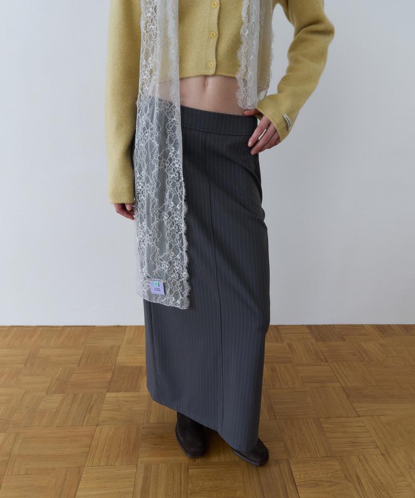 OVERDUEFLAIR Tension Stretch Maxi Skirt_Stripe Gray