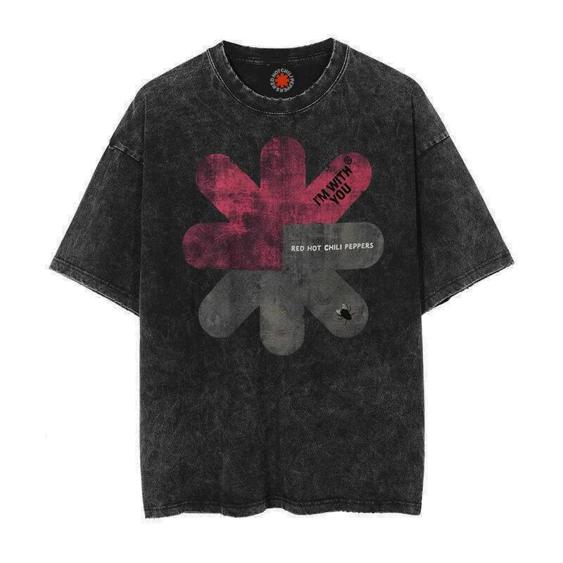 Винтажная хлопковая футболка оверсайз Red Hot Chili Peppers для мужчин и женщин