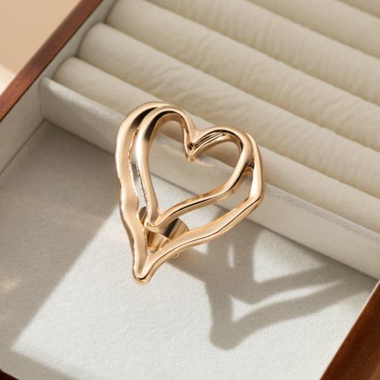 Кольцо Big Love Ring, двухслойное, преувеличенное, полое, в форме сердца, на палец