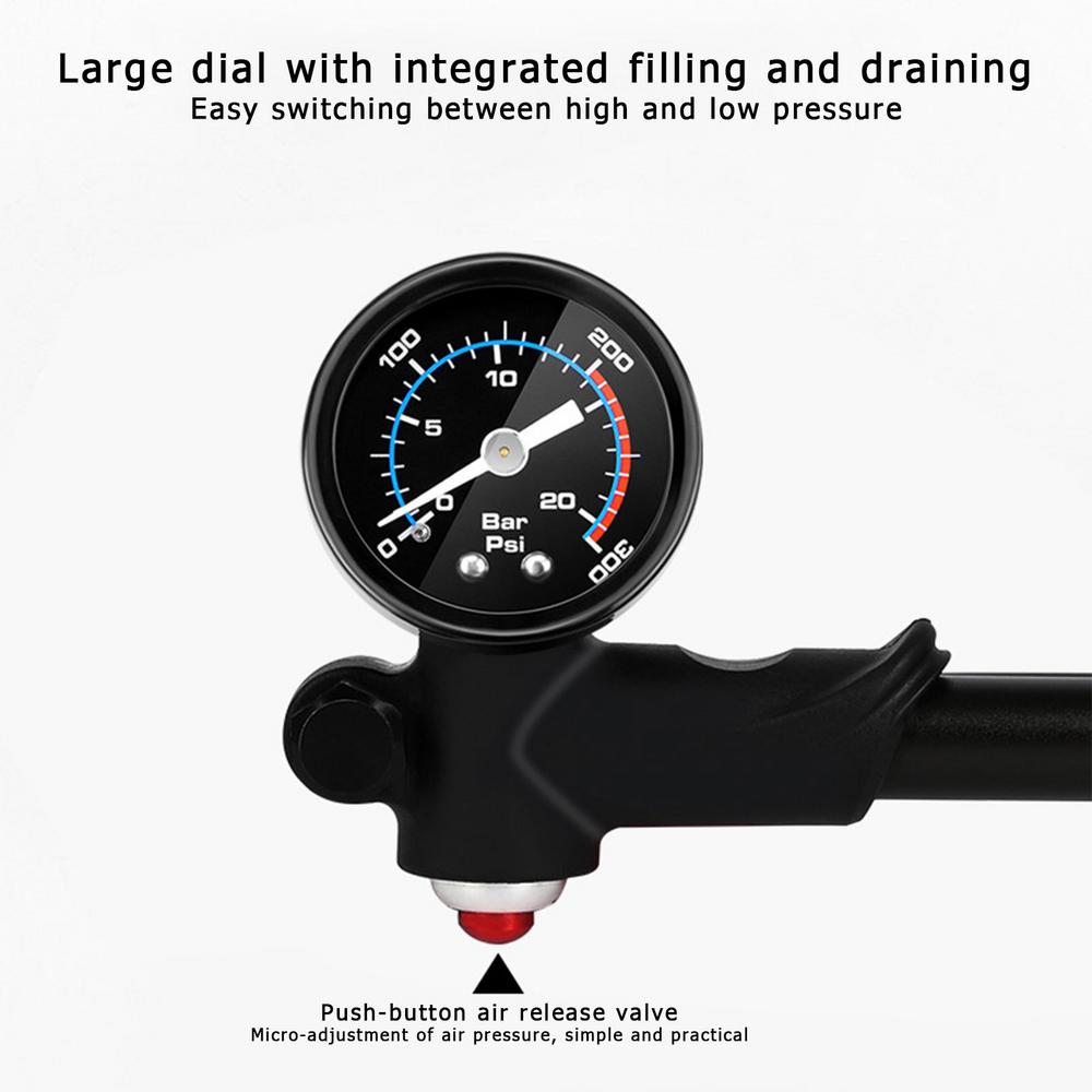 Bike Tire Pump Aluminum Alloy Tire Air Compressor Bike Tire Inflator Large Dial Handheld Bike Pump Bicycles Pump Inflator tool