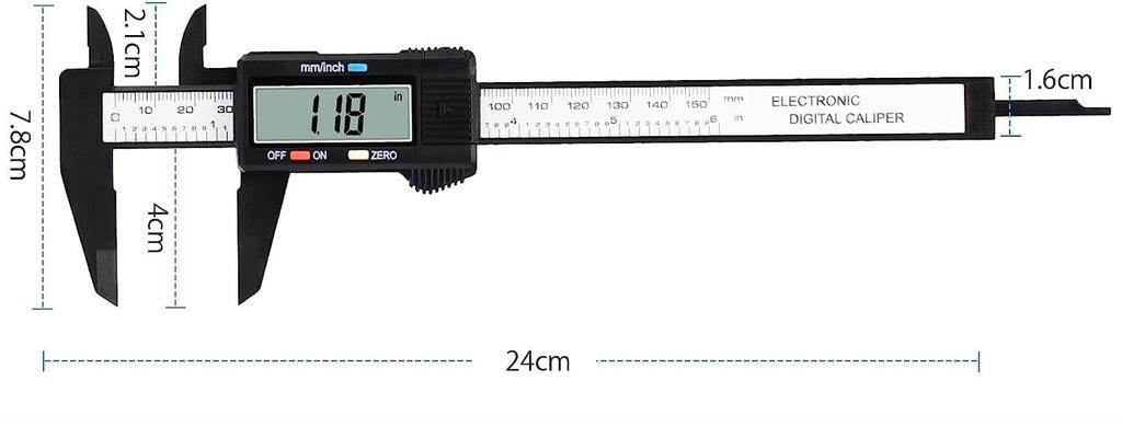 Generic DTY Vernier ABS Carbon Digital Caliper with Storage Case Caliper, 0-150mm, + Fiber, (Black) [Used]