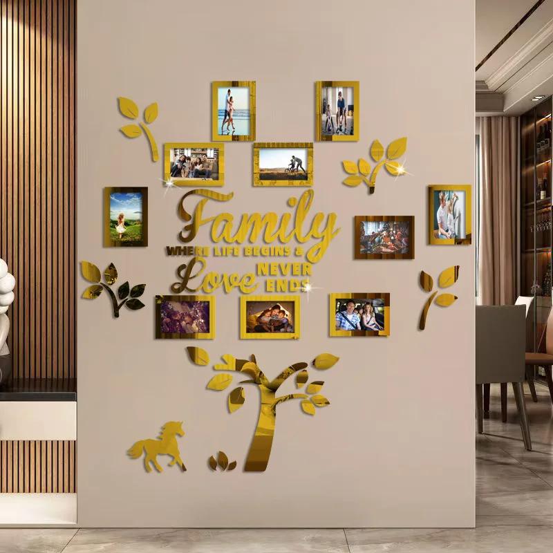 New DIY Family Picture Frame Tree Wall Stickers 3D Home Tree Wall Mirrors Photo Collage Picture Frame Stickers Home Decoration