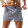 Men Cotton Boxer Briefs Plaids Breathable Home Sleepwear Plus Size Underwear