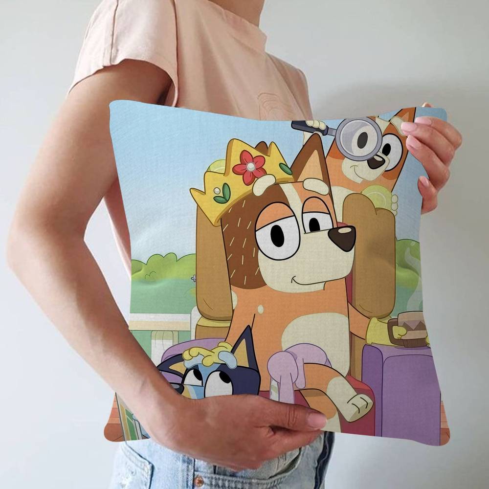 Cute B-Bluey Cartoon Cool Pillow Cover For Bedroom Room And Living Room Sofa Decorative Cushion Cover