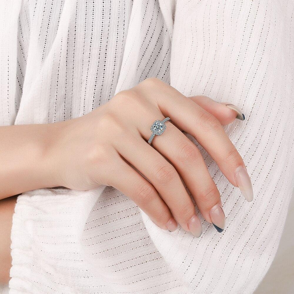 925 стерлингового серебра новые женские модные ювелирные изделия высокое качество кристалл мода прямоугольник четыре зубца размер регулируемый кольцо