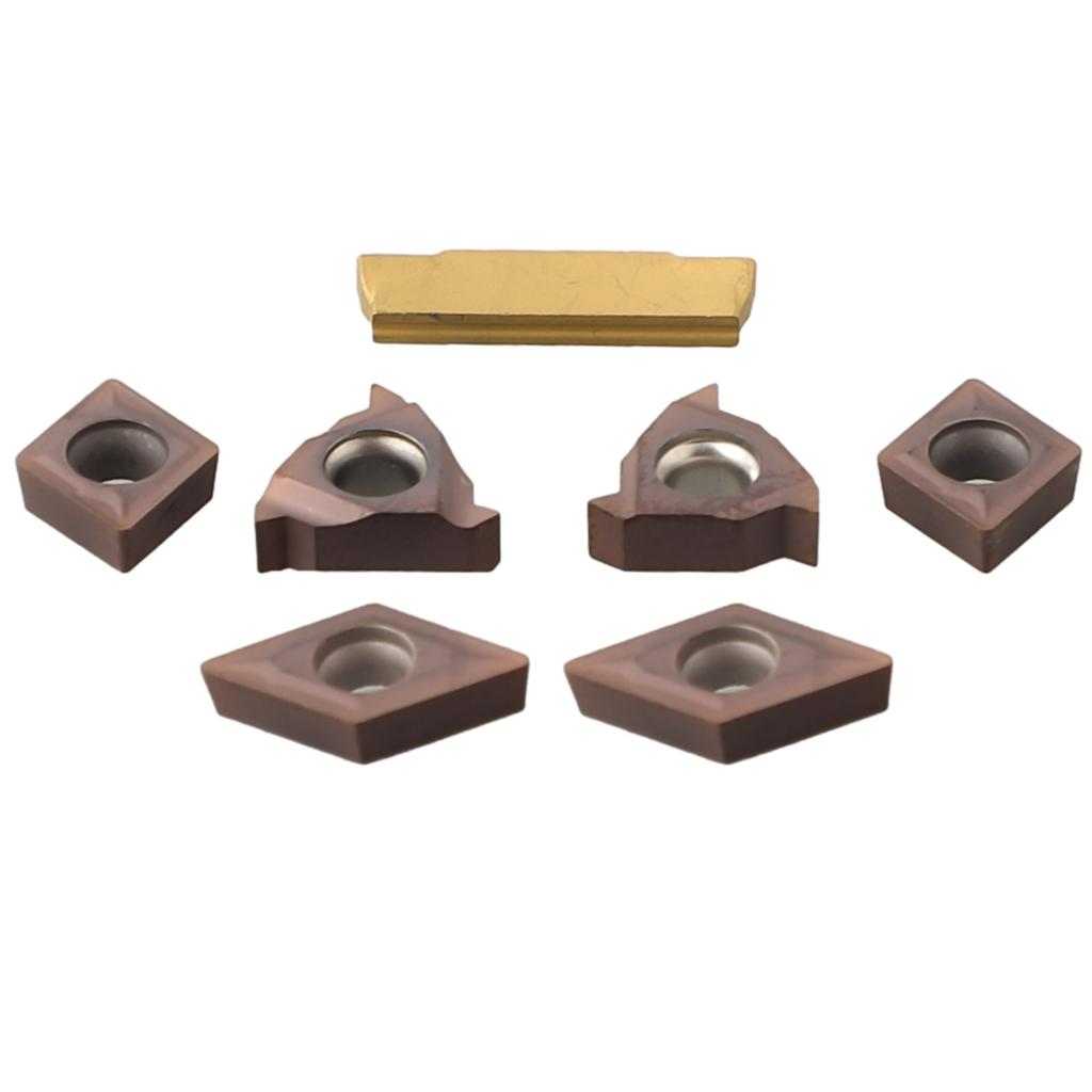 Набор из 7 твердосплавных пластин для держателя токарного инструмента с хвостовиком 10 мм CCMT060204/11IR/11ER