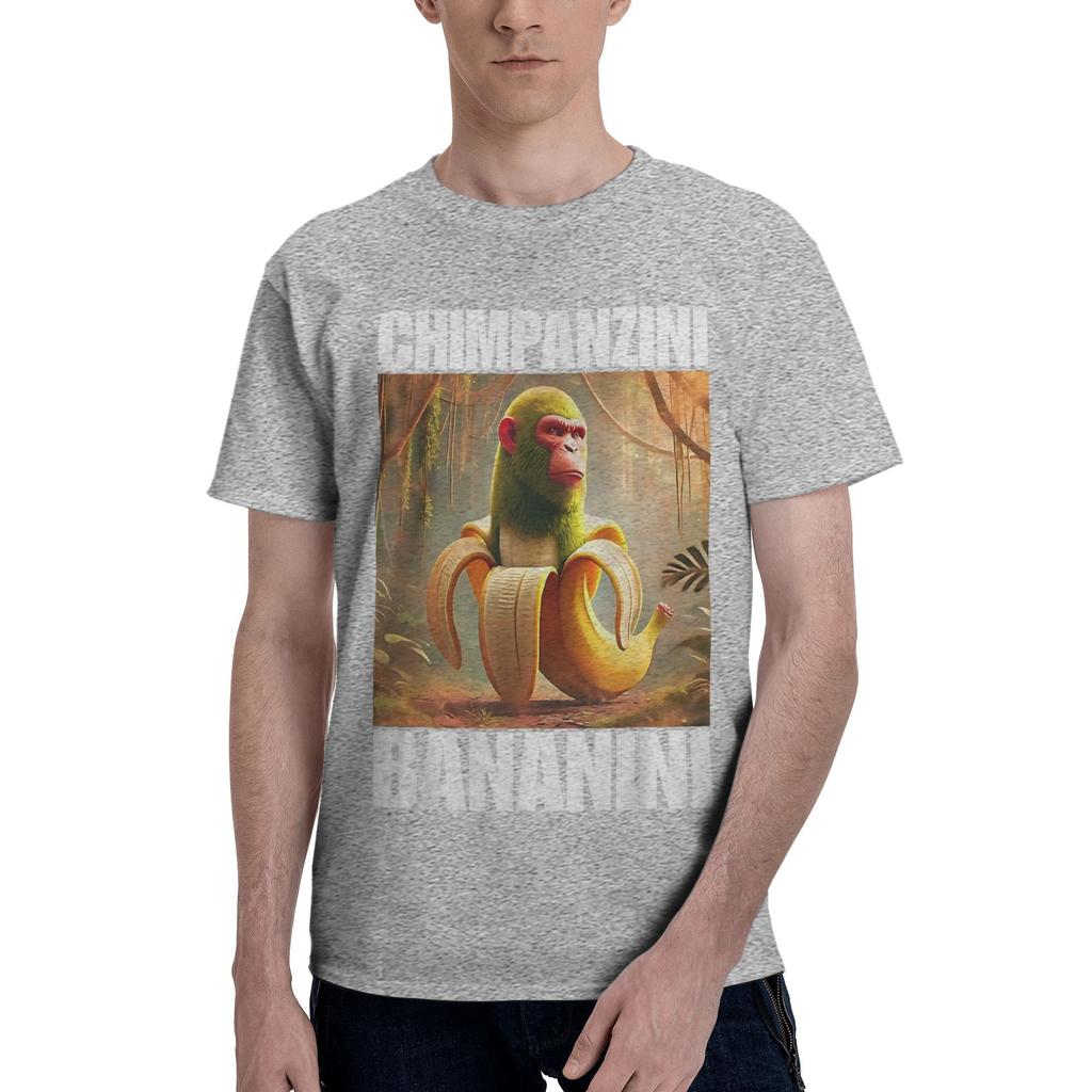 Футболка с мемом про итальянский маразм «Шимпанзини Бананини» для мужчин, крутая футболка с круглым вырезом и коротким рукавом, одежда больших размеров