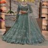Pastel Teal Heavy Embroidered Bridal Lehenga Set