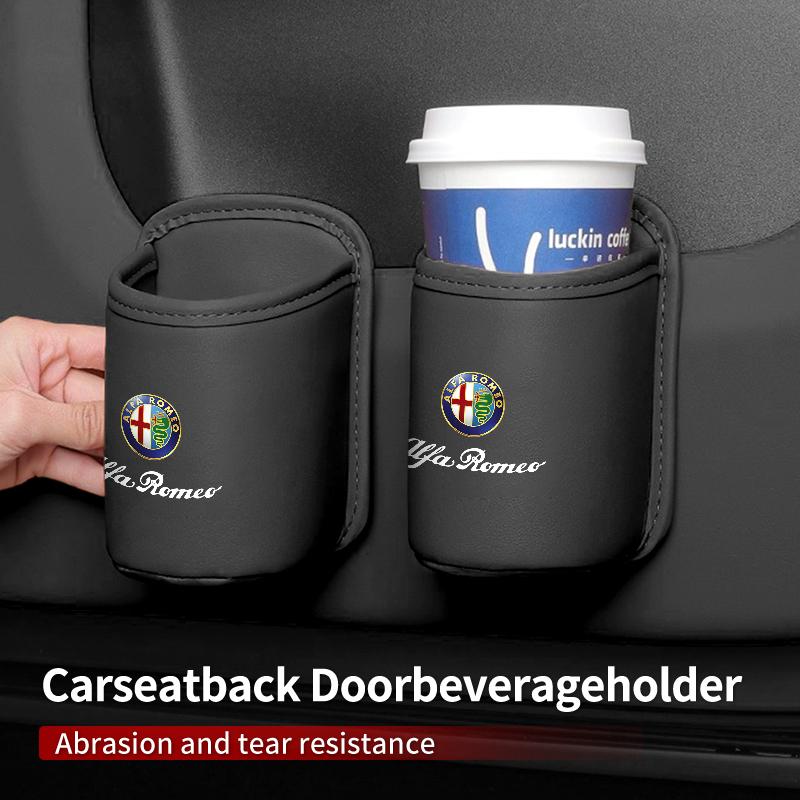 Durable Leather Car Drink Cup Holder Seat Storage Bin Interior Decor For Alfa Romeo 159 Giulia zk2