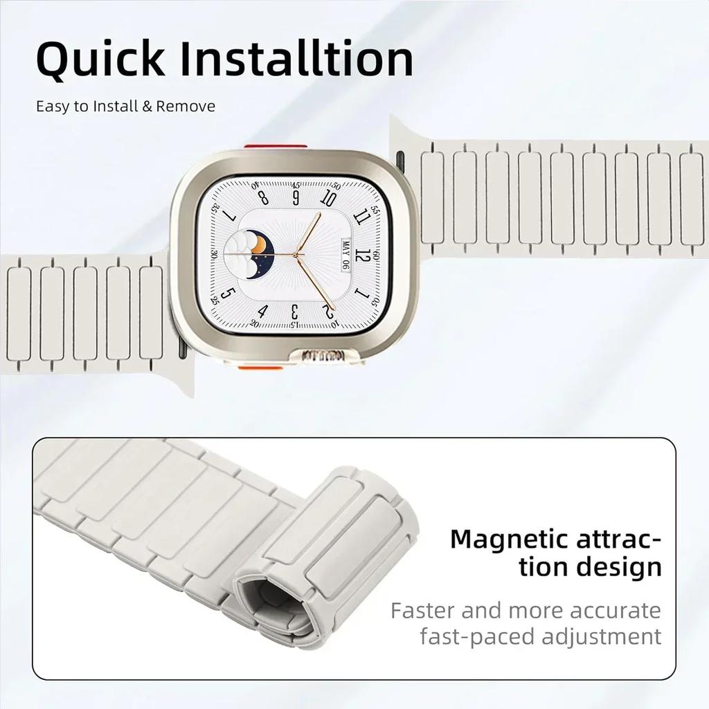 Ремешок+Чехол для Apple Watch Ultra 2 49 42 45 44 S10 46мм Магнитный силиконовый ремешок+чехол для IWatch Series 9 8 7 6 5 4 42мм 40 41мм