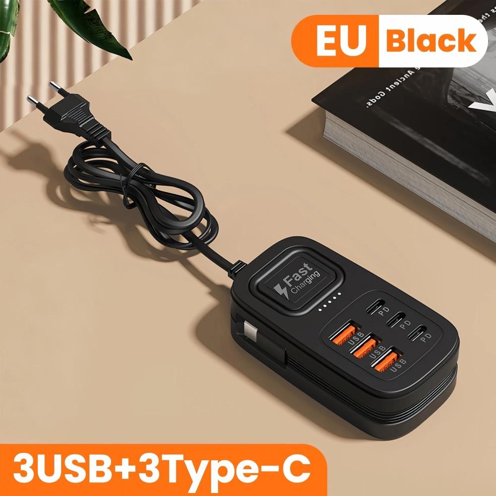 6 in 1 Desktop Charging Station USB Fast Charger Power Strip Type C Multifunctional Charging Adapter EU US UK Plug Charge Socket
