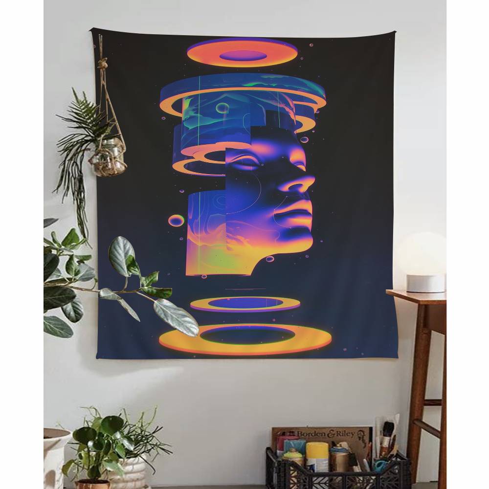 Abstract Futurism Wall Art Dark Colorful Colorful Tapestry Wall Hanging Bohemian Wall Tapestries Mandala Wall Art Decor