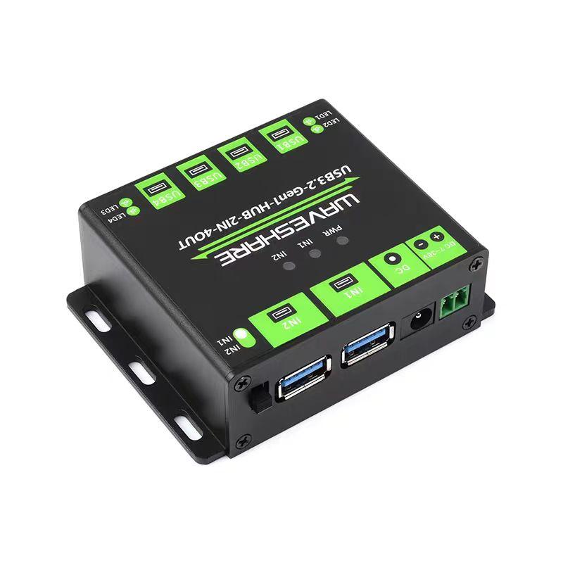 Industrial-grade USB HUB, USB3.2 Hub, 2 Inputs and 4 Outputs, Dual-host Switchable Splitter