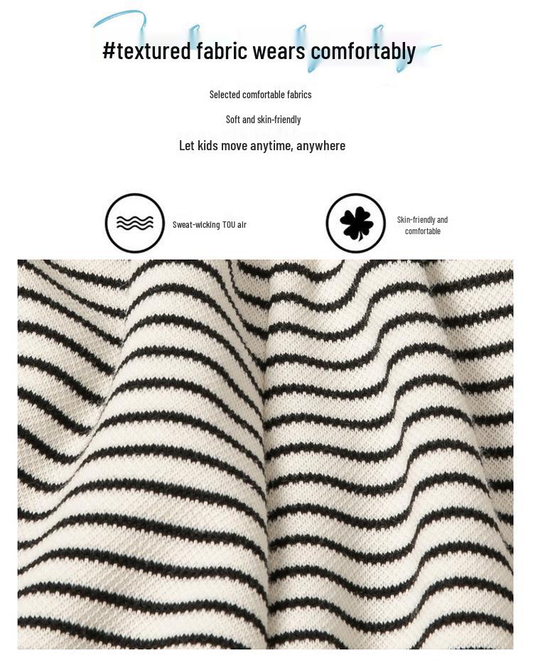 Осень 2025 Комплект для девочек свитшот и спортивные штаны с цветными блоками - Полосатый костюм-двойка с длинным рукавом