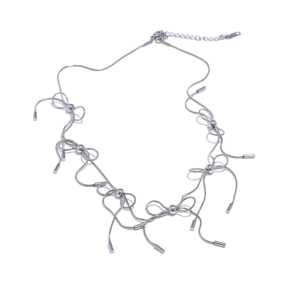 Eetit Эксклюзивное женское ожерелье-цепочка с бантом из нержавеющей стали, водостойкое, популярный стиль 2024, эффектные ювелирные изделия с 18-каратным PVD-покрытием