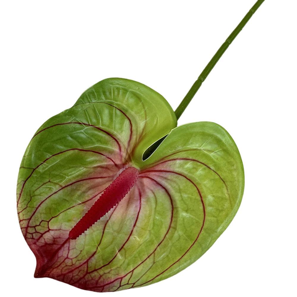 Soft Rubber Artificial Small Anthurium 60cm Simulation Plant Faux Red Palm  Home Decoration