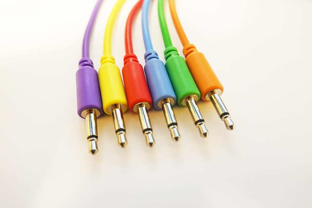 Modular synth patch cable set [LAMBDA] (red, yellow, orange, blue, green, purple) (45cm)