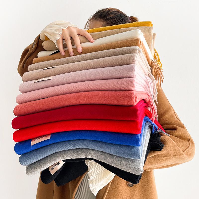 Imitation Cashmere Solid Color Fashion Decorative Warm Scarf Student Middle and Long Shawl Female