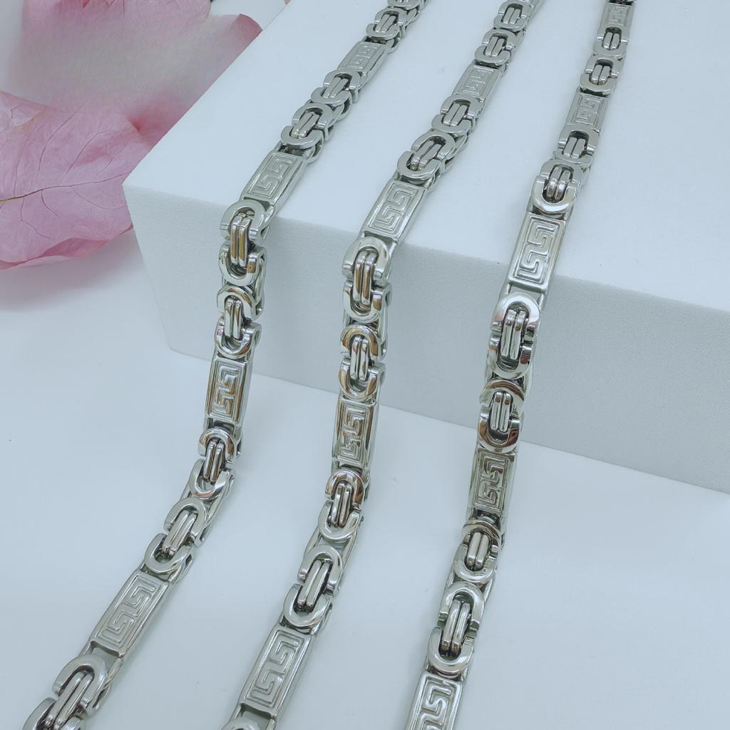 Модное, трендовое, персонализированное мужское ожерелье с узором Великой Китайской стены и чередующимися цветами, ручная работа, плоская цепочка, 2025