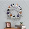 Halloween Ghost Wreath 12 White Ghost Wreath with Witch Hat DIY Front Door Hanging Decoration for Indoor Outdoor Wall