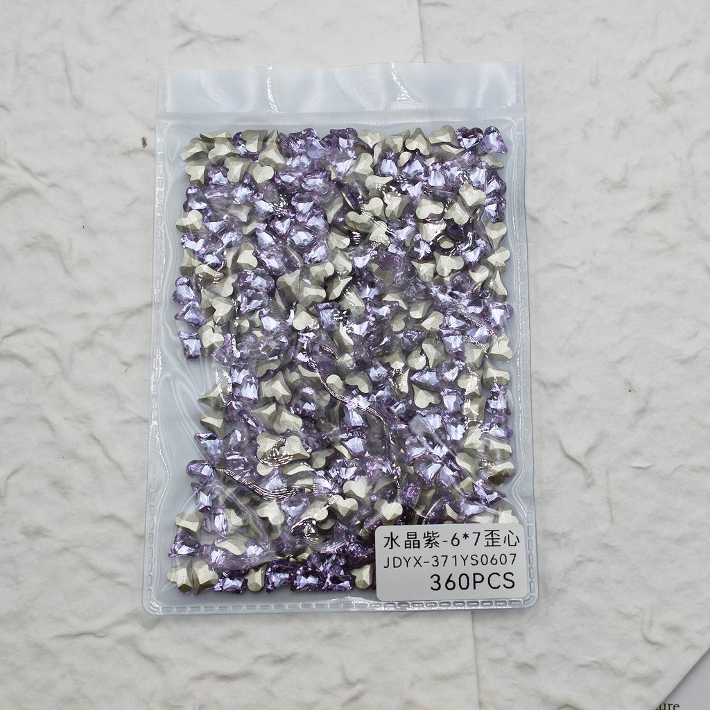 Целая упаковка из 360 кристальных фиолетовых бриллиантов с заостренным концом, бриллиантов любви, изогнутых сердец, светло-фиолетовых украшений для нейл-арта.