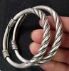 1 Pair of Tibetan Silver Miao Silver Bracelets Ethnic Fried Dough Twist Silver Bracelets