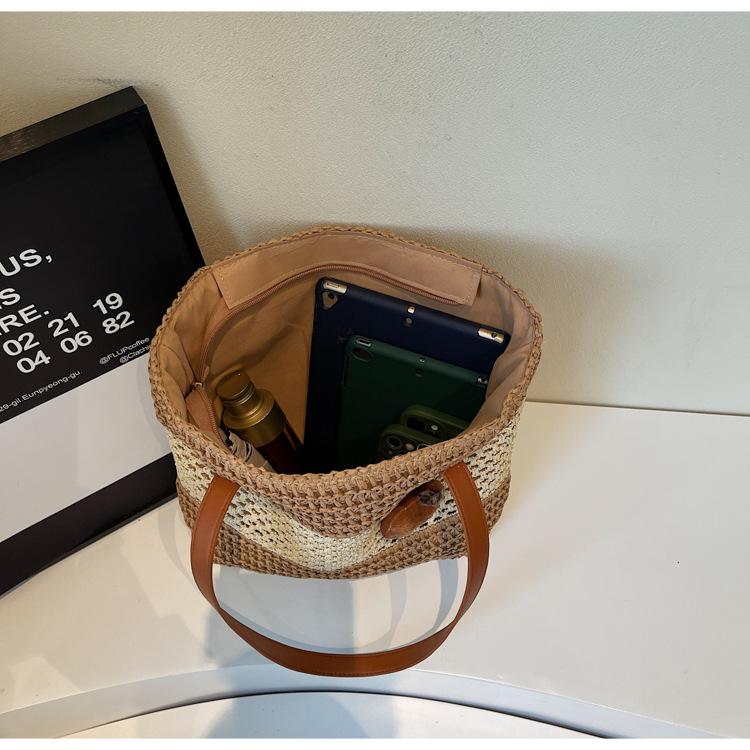 Пляжная соломенная сумка в праздничном стиле, женская летняя новая плетеная сумка с полым узором, большая вместимость, для поездок на работу, на плечо, подмышку