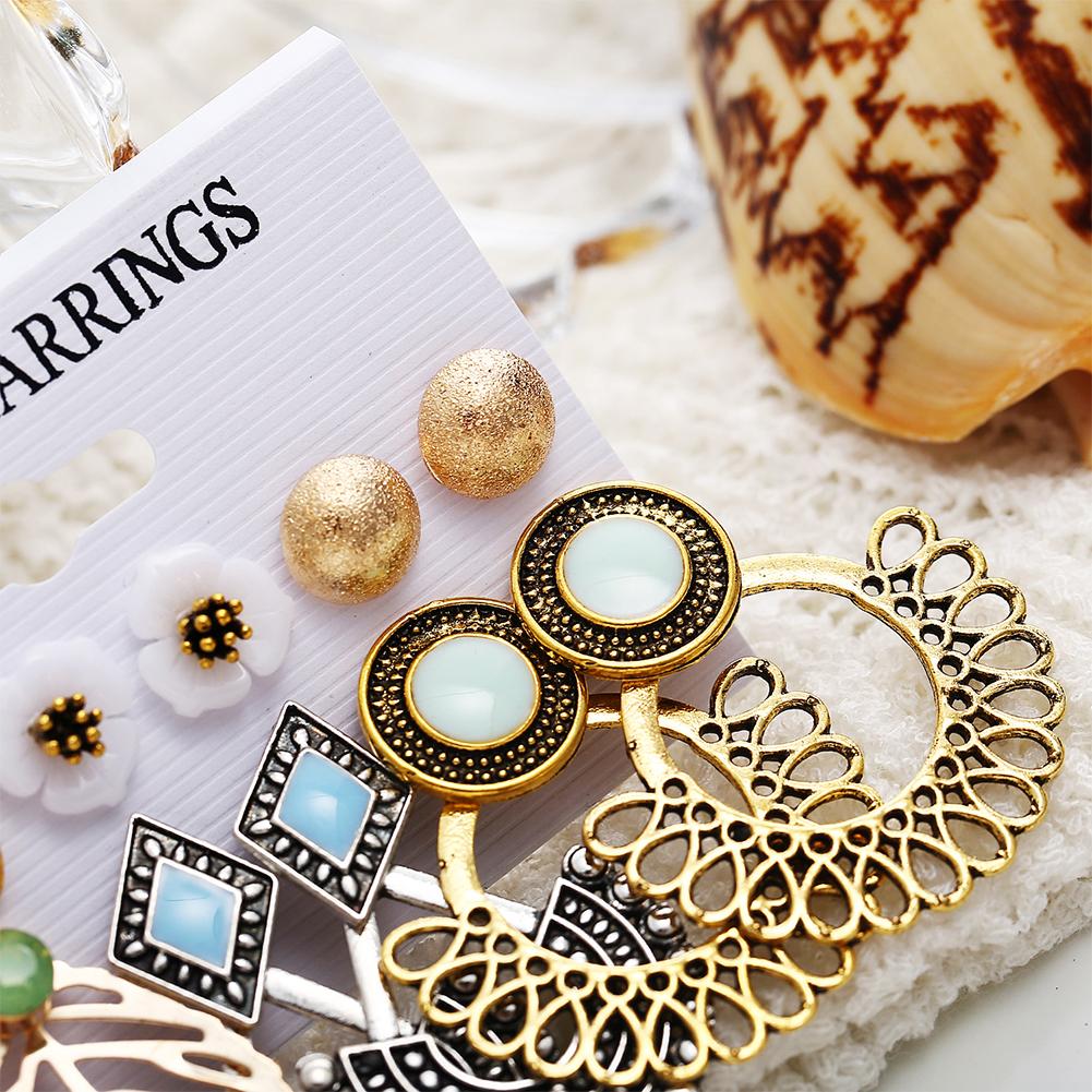 6pcs/set Unique Flower Leaf Shape Ear Stud Set